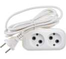 Удлинитель бытовой LUX У2-О-02 2-места б/заз 250Вт 10А 2 м белый