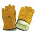 Перчатки спилковые, желтые утепленные Драйвер Люкс