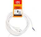 Сетевой шнур LUX V2 ПВС 2*0,75 5м с вилкой б/з белый